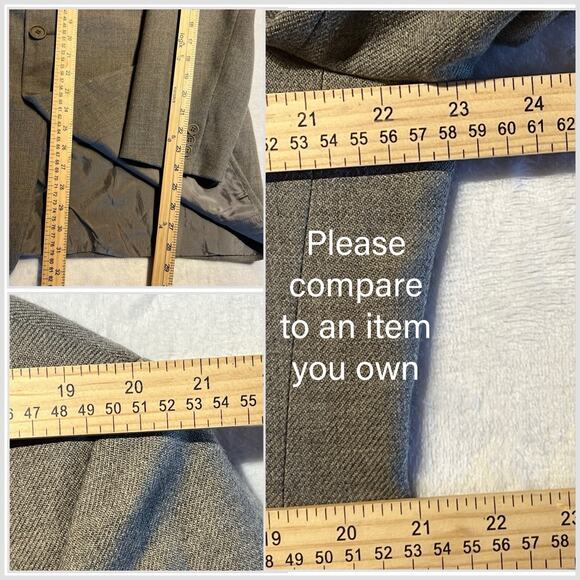 Vintage 80's Giorgio Armani Classico 42R Beige Gray Nailhead Sport Coat Blazer - Picture 11 of 15